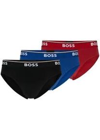 Slip BOSS "Brief 3P Power", Herren, Gr. L, 3 Stk., open miscellaneous 962, Jersey, Obermaterial: 95% Baumwolle, 5% Elasthan, eng, Unterhosen Slip, Elastikbund mit Logo