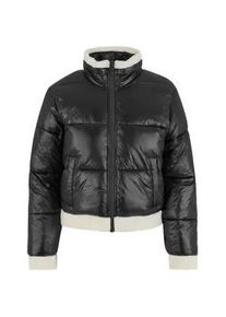 Allwetterjacke Urban Classics "Urban Classics Ladies Recycled Shiny Puffer Sherpa Jacket", Damen, Gr. XL, schwarz, sandwei&szlig;, 100% Polyamid, unifarben, normal, amerikanischer Ausschnitt, Jacken