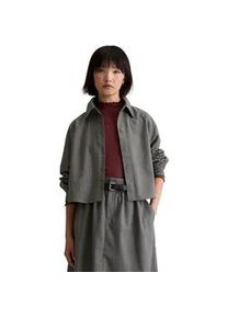 Marc O'Polo Langarmbluse MARC O'POLO DENIM "aus Viskose-Mix mit recyceltem Polyester", Damen, Gr. XXL, medium grau, Obermaterial: 65% Polyester, 32% Viskose, 3% Elasthan, gestreift, bauchfrei, Manschette, Blusen