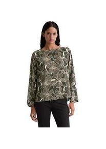 Marc O'Polo Langarmbluse MARC O'POLO "aus Viskose-Satin-Stretch", Damen, Gr. 38, schwarz braun, Obermaterial: 97% Viskose, 3% Elasthan, gemustert, loose fit normal, U-Boot-Ausschnitt, Blusen