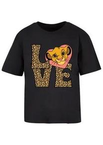 T-Shirt Merchcode "Merchcode Simba Love Tee", Damen, Gr. XS, schwarz, 100% Baumwolle, bedruckt, oversize, Rundhals, Shirts T-Shirt