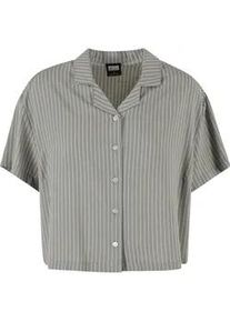 T-Shirt Urban Classics "Urban Classics Damen Ladies Resort Shirt", Damen, Gr. L, paleolive, wei&szlig;, 100% Viskose, gebl&uuml;mt, loose fit, amerikanischer Ausschnitt, Shirts T-Shirt