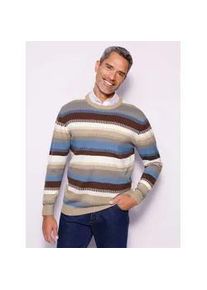 Classic Dog Rundhalspullover CLASSIC "Rundhals-Pullover", Damen, Gr. 52, ecru, mittelblau, geringelt, 100% Polyacryl, gemustert, gestreift, mehrfarbig, Pullover Rundhalspullover