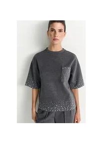 T-Shirt RICHROYAL, Damen, Gr. L, shadow grau, Jersey, Obermaterial: 46% Polyester, 45% Viskose, 9% Elasthan, Rundhals, Shirts T-Shirt, mit Strass und Perlen, Rundhals
