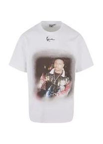 T-Shirt Karl Kani "Karl Kani Herren KU242-007-1 Tiny Signature Print Tee", Damen, Gr. M, wei&szlig;, 100% Baumwolle, bedruckt, loose fit, Rundhals, Shirts T-Shirt