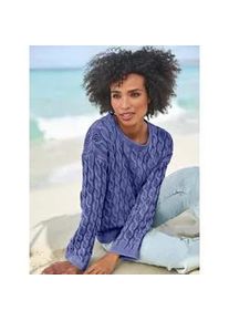 Strickpullover Heine "Pullover", Damen, Gr. 40, jeansblau, 100% Baumwolle, unifarben, Pullover Strickpullover