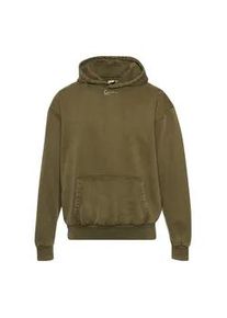 Kapuzenpullover Karl Kani "Karl Kani Herren KM234-058-2 KK Small Signature Os Heavy Sweat", Herren, Gr. XXS, washed schwarz olive, 100% Baumwolle, loose fit, ohne Ausschnitt, Pullover Kapuzenpullover