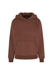 Kapuzenpullover Urban Classics "Urban Classics Ladies Fluffy Hoody", Damen, Gr. L, chocolatebraun, 70% Baumwolle, 30% Polyester, unifarben, normal, ohne Ausschnitt, Pullover Kapuzenpullover