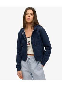 Superdry Damen Baumwolle Appliqu&eacute;d Logo Kurzes Athletic Essentials Kapuzenpullover Mit Rei&szlig;verschluss, Marineblau - Gr&ouml;&szlig;e: 44 2102623000760ZRN025