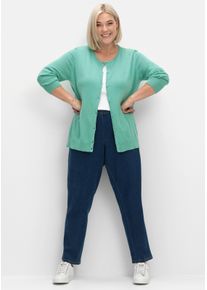 sheego Gro&szlig;e Gr&ouml;&szlig;en Strickjacke aus reiner Baumwolle, salbei, Gr&ouml;&szlig;e 44 - Damen