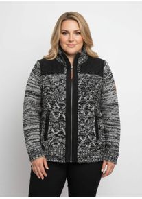 sheego Gro&szlig;e Gr&ouml;&szlig;en Strickjacke , hinten glatt gestrickt, schwarz-meliert, Gr&ouml;&szlig;e 54 - Damen
