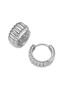 Paar Creolen Firetti "Schmuck Geschenk Silber 925 Ohrschmuck Ohrringe geriffelt", silberfarben, Ohrringe, Damen, 13,7mm, Silber 925 (Sterlingsilber), Paar Creolen