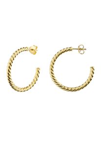 Paar Creolen Firetti "Schmuck Geschenk Silber 925 Ohrschmuck Ohrringe gedrehte Optik" Gr. 32, gelbgoldfarben, Ohrringe, Damen, 32, Silber 925 (Sterlingsilber), Paar Creolen