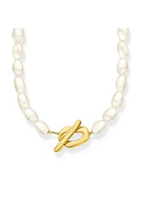 Kette mit Anh&auml;nger Thomas Sabo "Natural Beauty Perlenkette mit organischem Verschluss, Bold Elegance" Gr. 45, gold (gelbgoldfarben, wei&szlig;), Halsketten, Damen, 45, Perlen Silber 925 (recycelt), Perlen, Silber 925 (recycelt), Kette mit Anh&auml;nger, mit S&uuml;&szlig;wasserzuchtperle