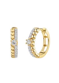 Paar Creolen Firetti "Schmuck Geschenk Gold 333 Ohrschmuck Ohrringe", gelbgoldfarben, wei&szlig;goldfarben, kristallwei&szlig;, kristallwei&szlig;, Ohrringe, Damen, 15mm, Gelbgold 333, Paar Creolen, mit Zirkonia (synth.)