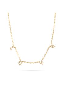 Silberkette Tamaris "Schmuck Geschenk Silber 925 Halskette Love Letters", gelbgoldfarben, kristallwei&szlig;, Halsketten, Damen, Silber 925 (Sterlingsilber), L: 45 B: 1,5mm, Silberkette, mit Zirkonia (synth.), B:1,5mm