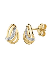 Paar Ohrstecker Firetti "Schmuck Geschenk Gold 333 Ohrschmuck Ohrringe Welle bicolor", gelbgoldfarben, wei&szlig;goldfarben, kristallwei&szlig;, kristallwei&szlig;, Ohrringe, Damen, Gelbgold 333, Paar Ohrstecker, mit Zirkonia (synth.)