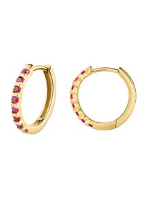 Paar Creolen Firetti "Schmuck Geschenk Gold 333 Ohrschmuck Ohrringe Memoire", gelbgoldfarben, rot, rot, Ohrringe, Damen, 15mm, Gelbgold 333, Paar Creolen, mit Edelsteinen