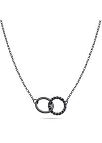 Edelstahlkette Tamaris "Schmuck Geschenk Halskette Ringe", schwarz, Halsketten, Damen, Edelstahl, L: 45 B: 1,53mm, Edelstahlkette, B:1,53mm