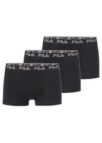 Boxershorts Fila "MAN BOXER SHORTS", Herren, Gr. M, schwarz, Obermaterial: 95% Baumwolle, 5% Elasthan, bedruckt, unifarben, eng, Unterhosen Boxershorts, mit elastischem Logobund