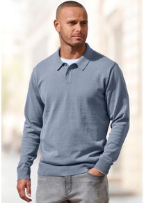 H.I.S. Strickpullover H.I.S "bis Gr&ouml;&szlig;e 5XL", Herren, Gr. XXL (60/62), hellblau, Feinripp, Obermaterial: 60% Baumwolle, 40% Polyester, unifarben, regular fit normal, Strickb&uuml;ndchen, Pullover Strickpullover, mit Polokragen und kleiner Knopfleiste