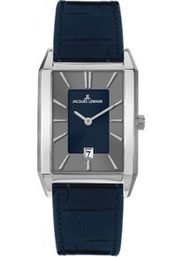 Quarzuhr Jacques Lemans "Torino", silber (dunkelblau, silberfarben, dunkelblau), Armbanduhren, Herren, Quarzuhr, Armbanduhr, Herrenuhr, Lederarmband, analog, Datum