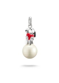 Kettenanh&auml;nger Thomas Sabo "Thomas Sabo x Peanuts Anh&auml;nger Snoopy mit Herz auf Schneeball", silberfarben, wei&szlig;, schwarz, rot, Schmuckanh&auml;nger, Damen, Perlen Silber 925 (recycelt), 12,81 g, Perlen, Silber 925 (recycelt), Kettenanh&auml;nger, mit Perle (imitiert)