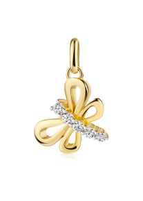 Kettenanh&auml;nger Firetti "Schmuck Geschenk Gold 333 Halsschmuck Anh&auml;nger Schmetterling", gelbgoldfarben, wei&szlig;goldfarben, kristallwei&szlig;, kristallwei&szlig;, Schmuckanh&auml;nger, Damen, Gelbgold 333, 1,43 g, Kettenanh&auml;nger, mit Zirkonia (synth.)