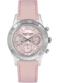 Chronograph Jacques Lemans "Venice", rosa (rosa, rosa), Armbanduhren, Damen, Chronograph, Armbanduhr, Damenuhr, Lederarmband, Stoppfunktion, Datum, Perlmutt
