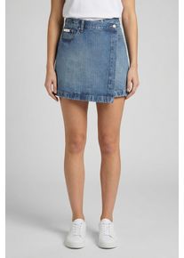Jeansrock Calvin Klein Jeans "DENIM MINI WRAP SKIRT", Damen, Gr. 30, cold springs, Denim/Jeans, Obermaterial: 100% Baumwolle, unifarben, figurbetont mini, R&ouml;cke Jeansrock, Figurbetont