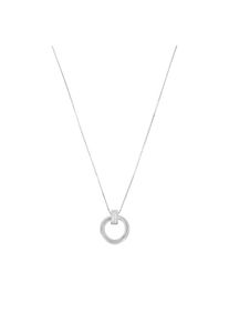 Kette mit Anh&auml;nger Amor "Kreis", silberfarben, wei&szlig;, Halsketten, Damen, Silber 925 (Sterlingsilber), L: 45 B: 0,6mm, Kette mit Anh&auml;nger, mit Zirkonia (synth.), B:0,6mm