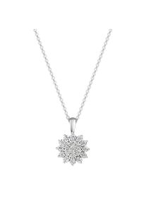 Kette mit Anh&auml;nger Firetti "Schmuck Geschenk Silber 925 Halsschmuck Halskette Ankerkette Blume", silberfarben, kristallwei&szlig;, Halsketten, Damen, Silber 925 (Sterlingsilber), L: 45 B: 1,1mm, Kette mit Anh&auml;nger, mit Zirkonia (synth.), B:1,1mm