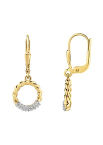 Paar Ohrh&auml;nger Firetti "Schmuck Geschenk Gold 333 Ohrschmuck Ohrringe Kreis Kordel", gelbgoldfarben, wei&szlig;goldfarben, kristallwei&szlig;, kristallwei&szlig;, Ohrringe, Damen, Gelbgold 333, Paar Ohrh&auml;nger, mit Zirkonia (synth.)