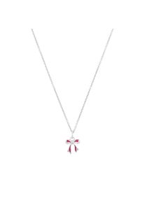 Kette mit Anh&auml;nger Prinzessin Lillifee "Schleife", silberfarben, pink, kristallwei&szlig;, Halsketten, M&auml;dchen, Silber 925 (Sterlingsilber), L: 38 B: 1,2mm, Kette mit Anh&auml;nger, mit Zirkonia (synth.), B:1,2mm