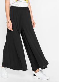 Culotte bonprix "Jersey-Culotte mit weitem Bein", Damen, Gr. 44/46 (L), N-Gr, schwarz, Obermaterial: 70% Modal, 30% Polyester, loose fit, Hosen Culotte, aus Modal und Polyester, Loose fit Passform, weites Bein