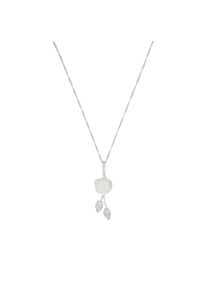 Kette mit Anh&auml;nger Amor "Rosenbl&uuml;te/Bl&auml;tter", silberfarben, wei&szlig;, Halsketten, Damen, Silber 925 (Sterlingsilber), L: 42 B: 1mm, Kette mit Anh&auml;nger, mit Zirkonia (synth.) - mit Perlmutt, B:1mm