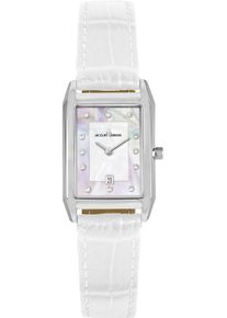 Quarzuhr Jacques Lemans "Torino", wei&szlig;, Armbanduhren, Damen, Quarzuhr, Armbanduhr, Damenuhr, Lederarmband, Perlmutt, Tag, Glaskristalle