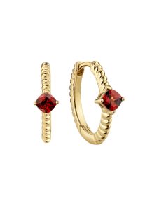 Paar Creolen Firetti "Schmuck Geschenk Gold 333 Ohrschmuck Ohrringe", gelbgoldfarben, rot, rot, Ohrringe, Damen, 14mm, Gelbgold 333, Paar Creolen, mit Granat