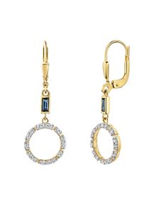Paar Ohrh&auml;nger Firetti "Schmuck Geschenk Gold 333 Ohrschmuck Ohrringe Baguette Kreis", gelbgoldfarben, wei&szlig;goldfarben, kristallwei&szlig;, dunkelblau, kristallwei&szlig;, dunkelblau, Ohrringe, Damen, Gelbgold 333, Paar Ohrh&auml;nger, mit Zirkonia (synth.), Saphir
