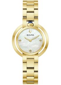 Quarzuhr Bulova "Rubaiyat", goldfarben, Armbanduhren, Damen, Quarzuhr, Armbanduhr, Damenuhr, Edelstahlarmband, analog