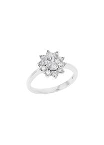 Fingerring Amor Gr. 54, silberfarben, kristallwei&szlig;, Fingerringe, Damen, 54, Silber 925 (Sterlingsilber), 2mm, Fingerring, mit Zirkonia (synth.)