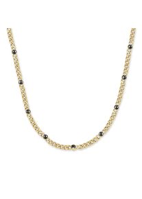 Edelstahlkette Copenhagen Studios "Schmuck Geschenk Halskette Glittery Cuban", gelbgoldfarben, schwarz, Halsketten, Damen, Edelstahl, L: 45 B: 1,5mm, Edelstahlkette, mit Strassstein, B:1,5mm