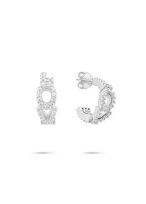 Paar Creolen Tamaris "Schmuck Geschenk Silber 925 Creole Love Letters", silberfarben, kristallwei&szlig;, kristallwei&szlig;, Ohrringe, Damen, 10,8mm, Silber 925 (Sterlingsilber), Paar Creolen, mit Zirkonia (synth.)