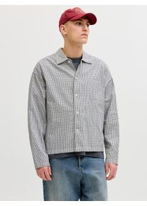 Jack & Jones Langarmhemd JACK & JONES "JORAUSTIN CLEAN CHECK SHIRT LS SN", Damen, Gr. L, N-Gr, odyssey gray checks:checks, Web, Obermaterial: 100% Baumwolle, kariert, loose fit normal, Hemden Langarmhemd