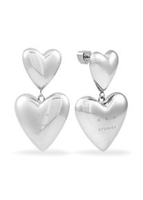 Paar Ohrh&auml;nger Copenhagen Studios "Schmuck Geschenk Edelstahl Ohrring Puffy Hearts", silberfarben, Ohrringe, Damen, Edelstahl, Paar Ohrh&auml;nger