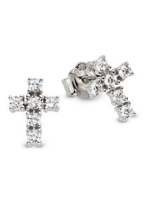 Paar Ohrstecker Bruno Banani "Schmuck Geschenk Ohrschmuck Kreuz", silberfarben, kristallwei&szlig;, kristallwei&szlig;, Ohrringe, Damen, Silber 925 (Sterlingsilber), Paar Ohrstecker, mit Zirkonia (synth.)