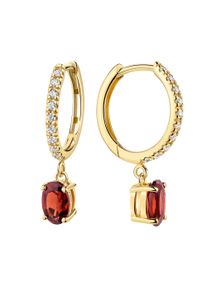 Paar Creolen Firetti "Schmuck Geschenk Gold 333 Ohrschmuck Ohrringe", gelbgoldfarben, rot, kristallwei&szlig;, rot, kristallwei&szlig;, Ohrringe, Damen, 14mm, Gelbgold 333, Paar Creolen, mit Granat, Zirkonia (synth.)