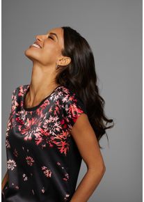 Shirtbluse Laura Scott, Damen, Gr. 34, rot (schwarz, rot), Web, Obermaterial: 100% Polyester. R&uuml;ckenteil: 95% Viskose, 5% Elasthan, bedruckt, figurumspielend h&uuml;ftbedeckend, Rundhals, angeschnitten abgesteppt, Blusen Shirtbluse, in modischem Materialmix, Topseller