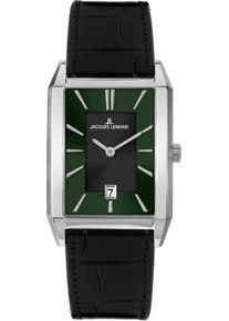 Quarzuhr Jacques Lemans "Torino", schwarz (schwarz, gr&uuml;n), Armbanduhren, Herren, Quarzuhr, Armbanduhr, Herrenuhr, Lederarmband, analog, Datum