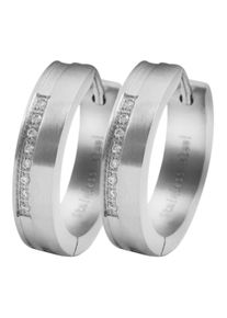 Adelia&acute;s Paar Creolen ADELIA&acute;S "Damen Ohrringe &iquest; Klappcreole aus Edelstahl mit Strass Steinchen", silber, Ohrringe, Damen, Edelstahl, Paar Creolen